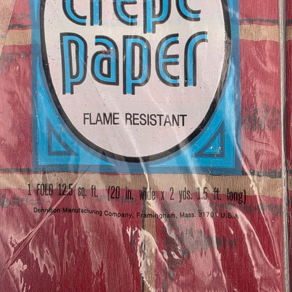 Vintage Dennison Crepe Paper Red Brick Wall Pattern Flame Resistant 2 Folds